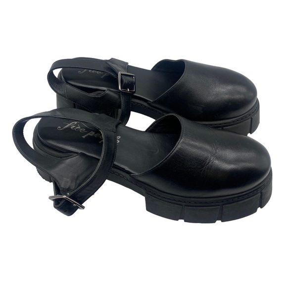 Free People Milan Mary Jane Black Leather Chunky Size 37.5 - Picture 4 of 7